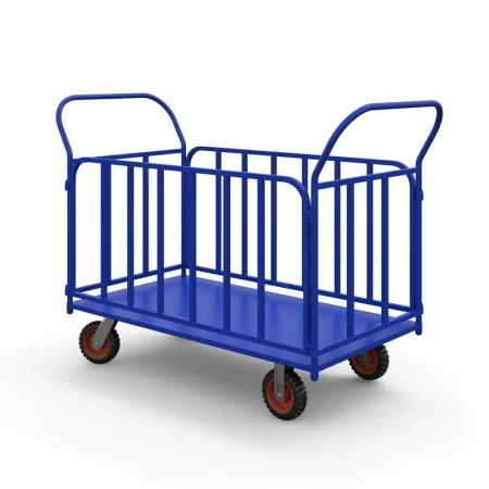 фото тележка платформенная с трубчатыми бортами тб 1 (500х800) г/п 600 кг.160 литая протекторная резина