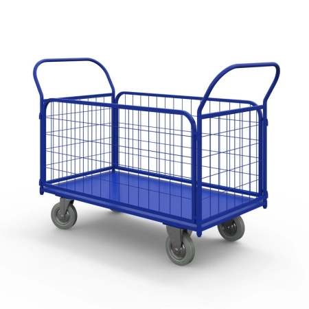 фото тележка платформенная с сетчатыми бортами тс 1 (500х800) г/п 450 кг.160 серая резина