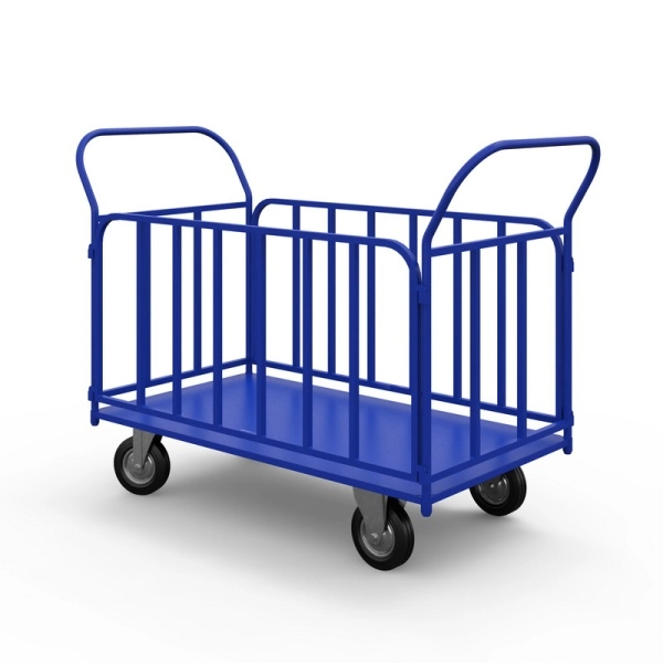 фото тележка платформенная с трубчатыми бортами тб 2 (600х900) г/п 450 кг.160 серая резина