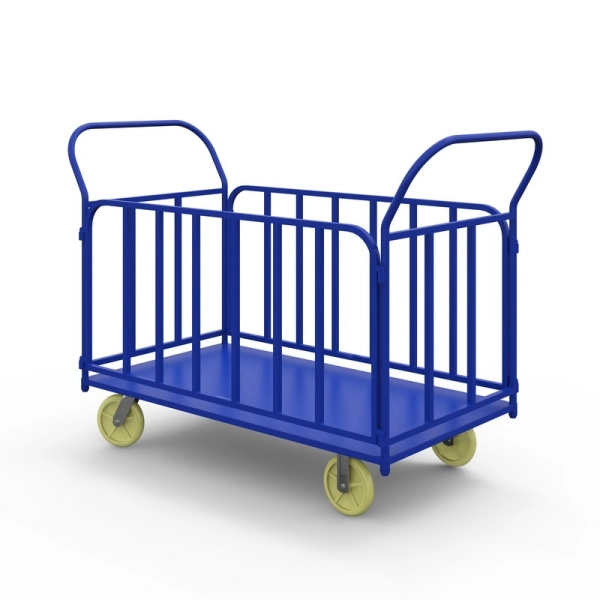фото тележка платформенная с трубчатыми бортами тб 2 (600х900) г/п 400 кг.150 чугун/полиуретан