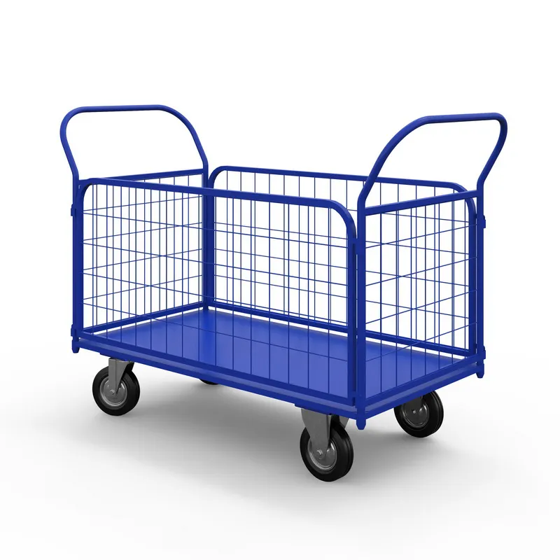 фото тележка платформенная с сетчатыми бортами тс 2 (600х900) г/п 450 кг.160 черная резина